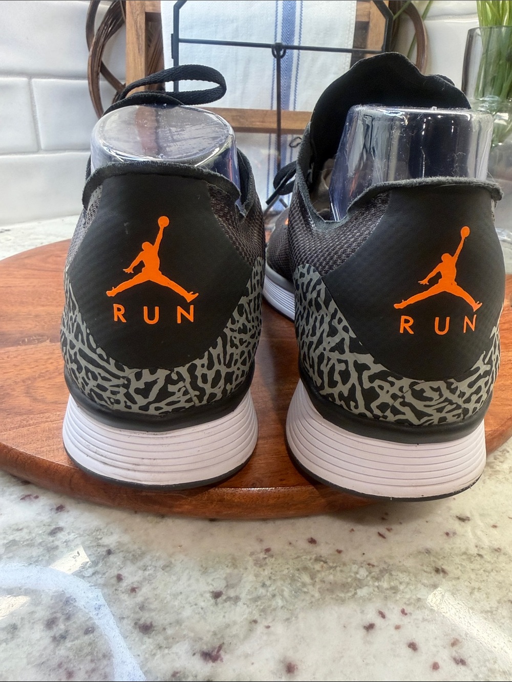 Jordan 88 Racer “Fear” Sneakers with Orange Accents and Grey Elephant Print - Picture 5 of 9